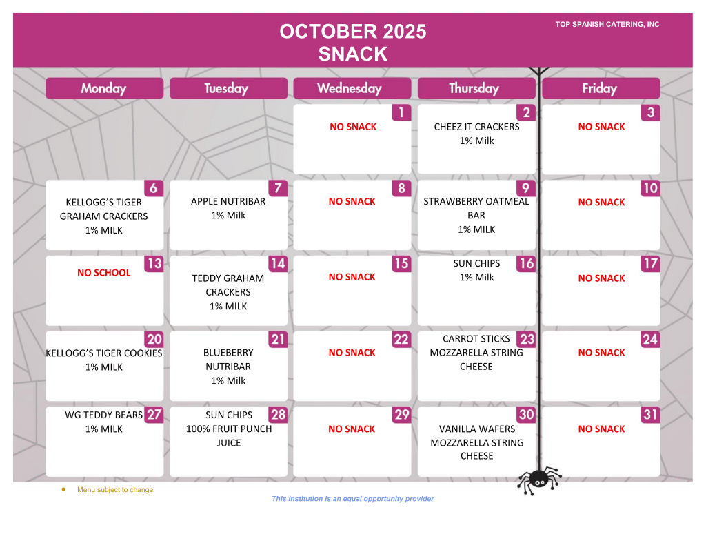 OCTOBER 2025 - SNACK - HOWARD