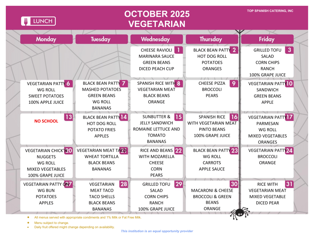OCTOBER 2025 - VEGETARIAN LUNCH - HOWARD